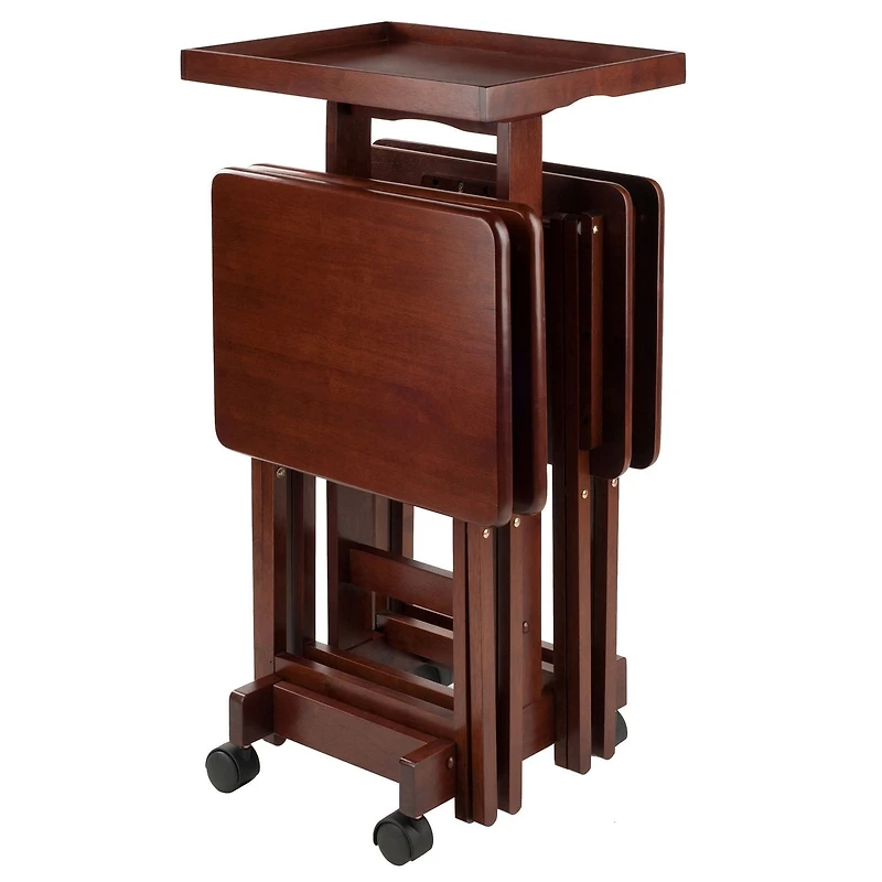 Isabelle 6-PC Snack Table Set Walnut