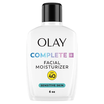 Hydratant Pour Le Visage Olay Complet+ avec Fps 40, Sans Parfum Pour La Peau Sensible, Protection Solaire À Large Spectre – Sans Traces Blanche, Nourrit La Barrière D’Hydratation – Céramides, 177 mL