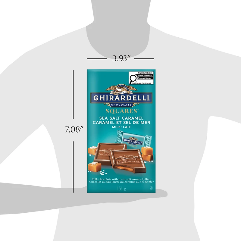 GHIRARDELLI, Carrés au chocolat au lait à la fleur de sel et au caramel, 151g