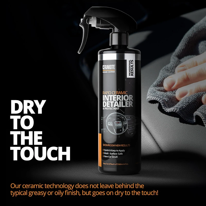 CERAKOTE® Rapid Ceramic Interior Detailer and Protectant (12 fl oz.) – Quick and Easy – Multi-Surface Safe – Interior Car Cleaner Spray – Dry to the Touch – Clean and Protect Your Car, Truck, or SUV