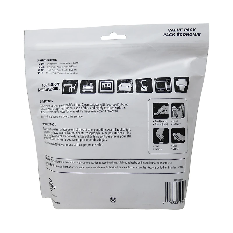 Super curseurs avec Gorilla Glue Felt En feutre Pk Beige 134 pc, sac Felt Value Pack