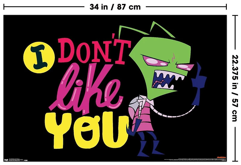 Invader Zim - I Don't Like You Wall Poster, 22.375" x 34"