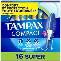 Tampax Tampons Pearl Compacts, avec Tresse LeakGuard & Applicateur Extensible, Absorption Super, Applicateur Extensible Compact, Non Parfumés