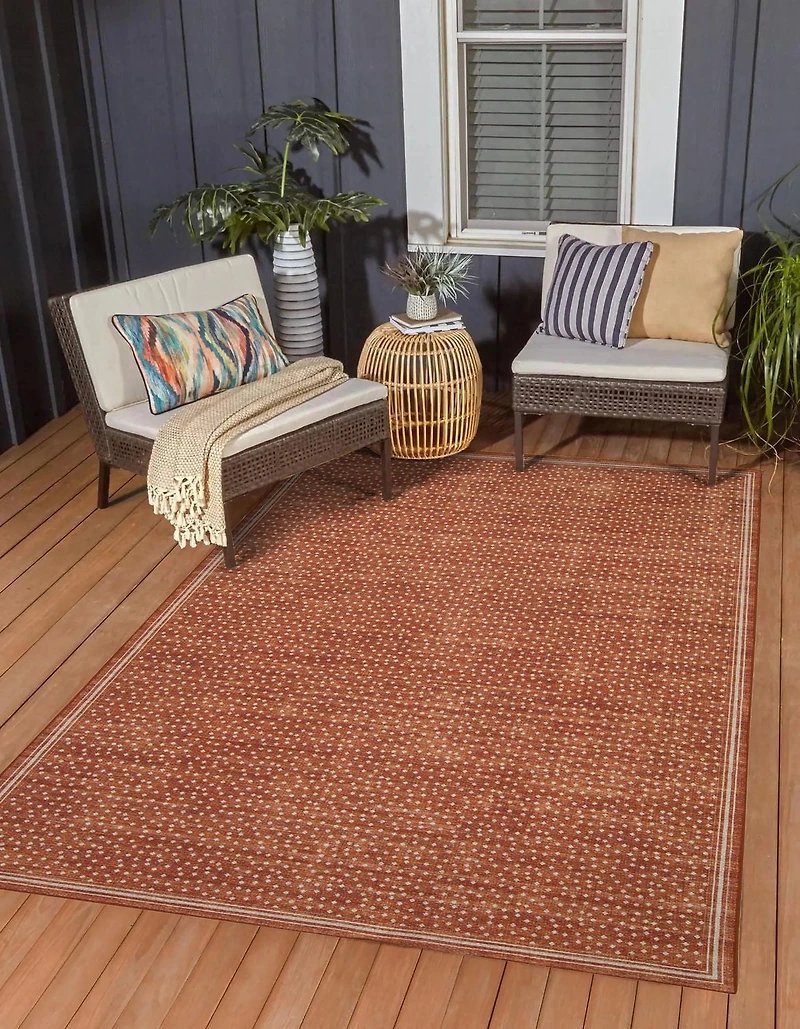 Outdoor Washable Estero Orange & Ivory 5' x 7' Area Rug