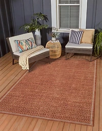 Outdoor Washable Estero Orange & Ivory 5' x 7' Area Rug