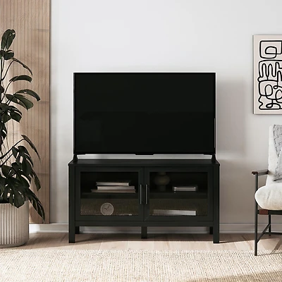 Mainstays Glass Door TV Stand for TVs up to 55", Black