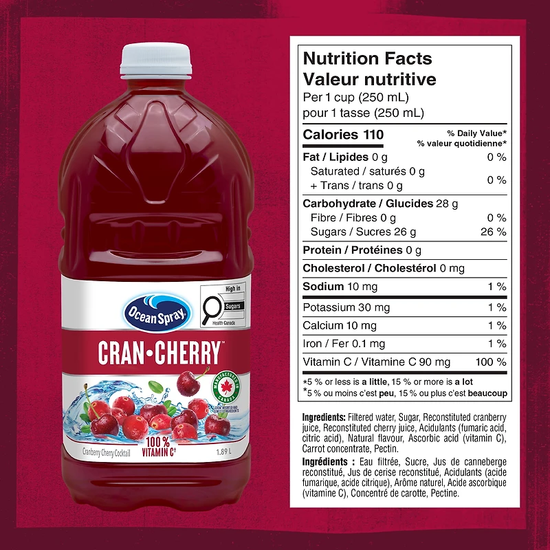 Ocean Spray Cran-Cherry ® Cocktail de Canneberges et de Cerises 1.89L