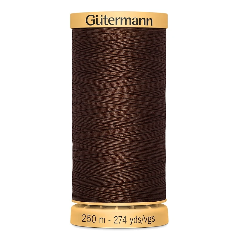 GÜTERMANN Cotton 50wt Thread, 250 m (273.4 yd), Black, Strong & Lustrous for Sewing