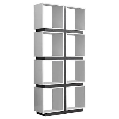 Monarch Specialties Bookshelf, Bookcase, Etagere, 5 Tier, 71"h, Office, Bedroom, Laminate, White, Grey, Contemporary, Modern