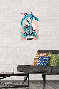 Hatsune Miku - Music Note Wall Poster with Push Pins, 14.725" x 22.375"