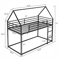 Noble House Twin over Twin House Bunk Bed with Built-in Ladder,Black
