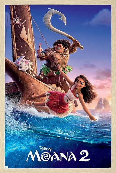 Disney Moana 2 - One Sheet Wall Poster, 22.375" x 34" Framed