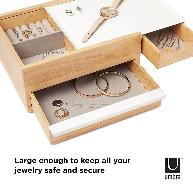 Umbra Stowit Jewelry Box,White/Natural