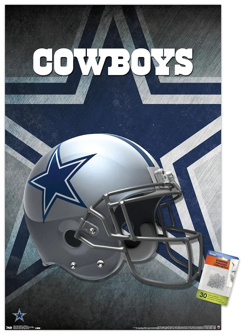 NFL Dallas Cowboys - Helmet 16 Wall Poster, 22.375" x 34" Framed