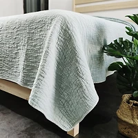 Gouchee Home Carson King Quilt Set – 3-Piece Mint Bedding Set, Stone-Washed Cotton with Wave Stitch Pattern, Soft All-Season Bedspread with Plush Fill & Matching Pillow Shams