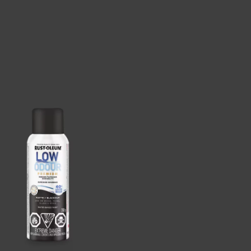 Rust-Oleum Interior/Exterior Low Odour Spray Paint in Matte Blackout, 312g