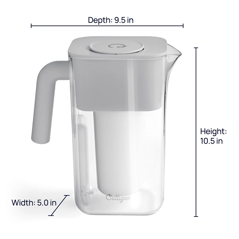Pichet filtrant Culligan avec technologie ZeroWater de tasses avec filtre à eau avancé à 5 étapes