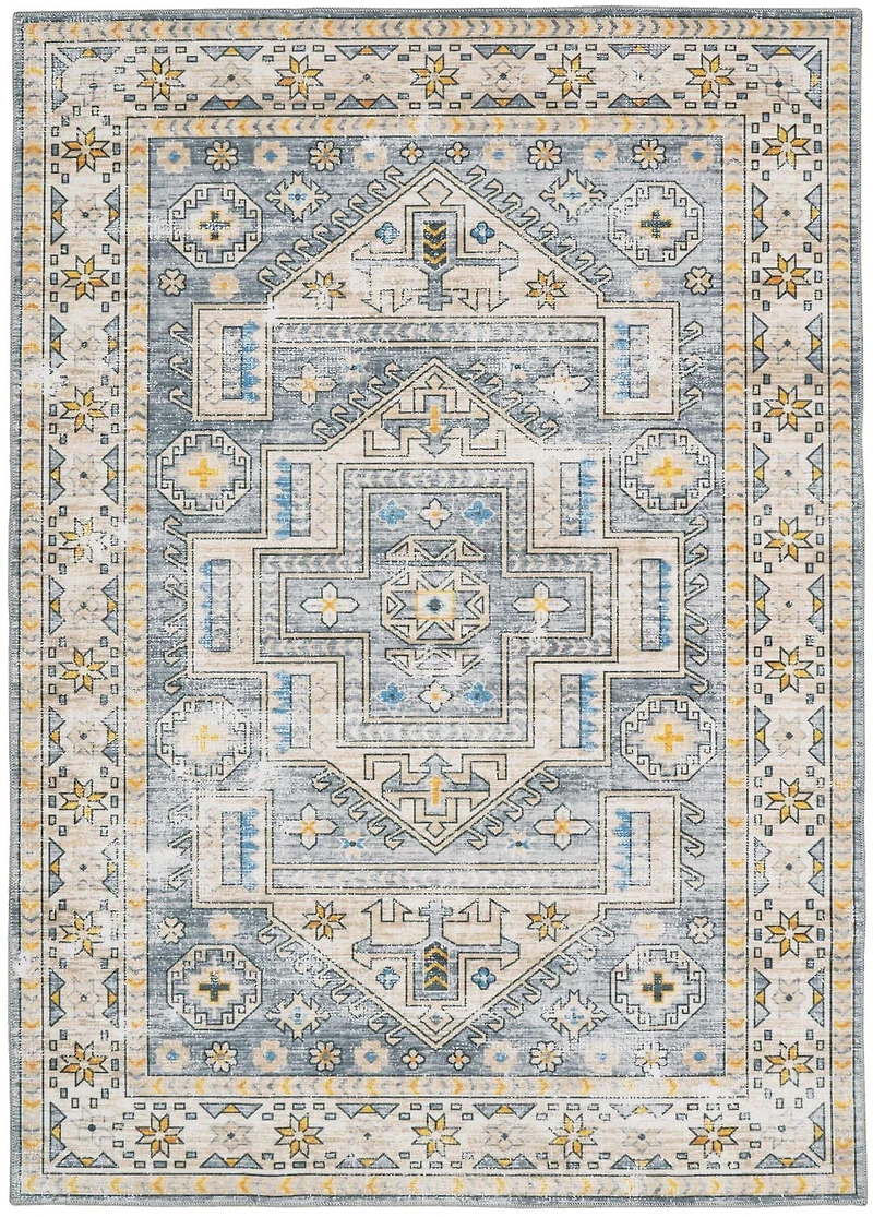 Parson 3' x 5' Washable Accent Rug, Grey and Beige