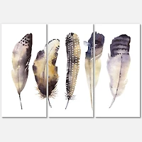 Designart Boho Ethnic Dark Gray Feathers I Canvas Wall Art