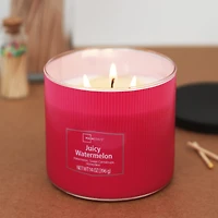 Mainstays 3-Wick Textured Wrapped Juciy Watermelon Scented Candle, 14 oz