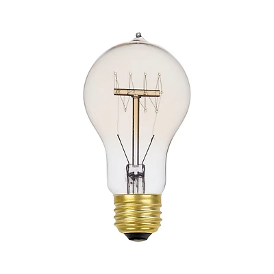 60W Vintage Edison A19 Quad Loop Incandescent Filament Light Bulb, E26 Base, 245 Lumens