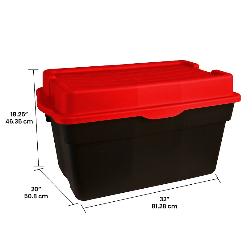 Gracious Living 132 Litre Hinge Top Tote Black with Red Lid