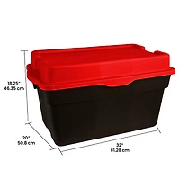 Gracious Living 132 Litre Hinge Top Tote Black with Red Lid
