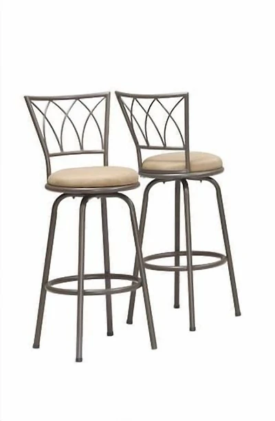 Monarch Specialties Tabouret De Bar, Lot De 2, Pivotant, Hauteur Bar, Métal, En Tissu, Brun, Beige, Contemporain, Moderne