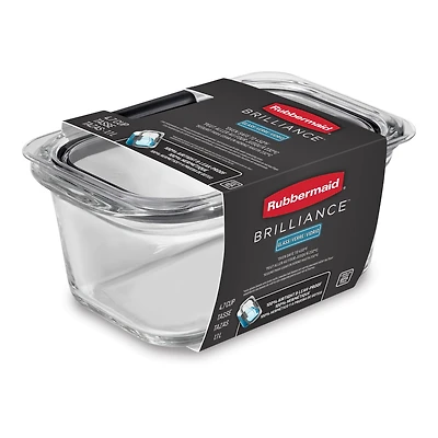 Récipient d’entreposage pour aliments en verre Rubbermaid Brilliance, 4,7 tasses (1,1 l), paquet de 1