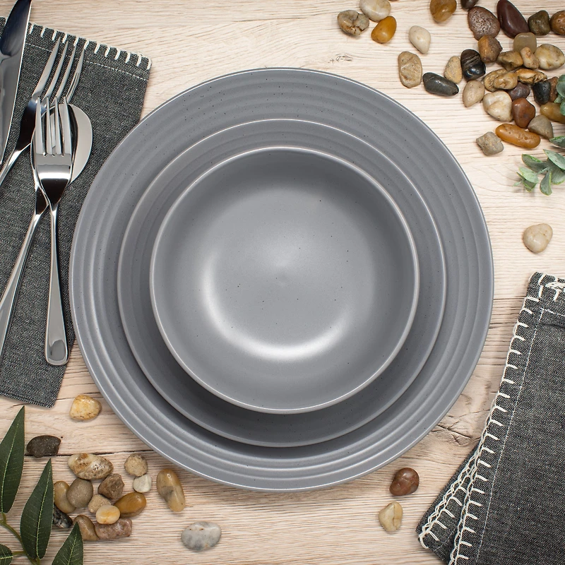 HOMETRENDS Evelyn 12pc Dinnerware Set Grey