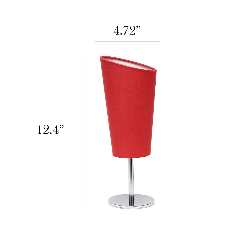 Simple Designs Mini Chrome Table Lamp with Angled Fabric Shade