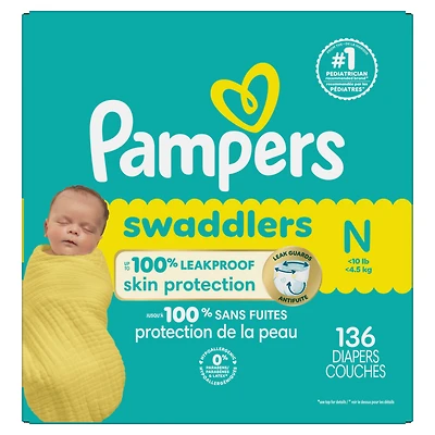 Pampers Swaddlers Diapers, Size 0 (up to 10 lbs), Absorbent, Keeps Baby Dry and Comfortable, Skin Safe Disposable Baby Diaper