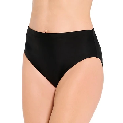 Krista Women's Black High Waist Full Coverage Bikini Briefs Swim Bottoms