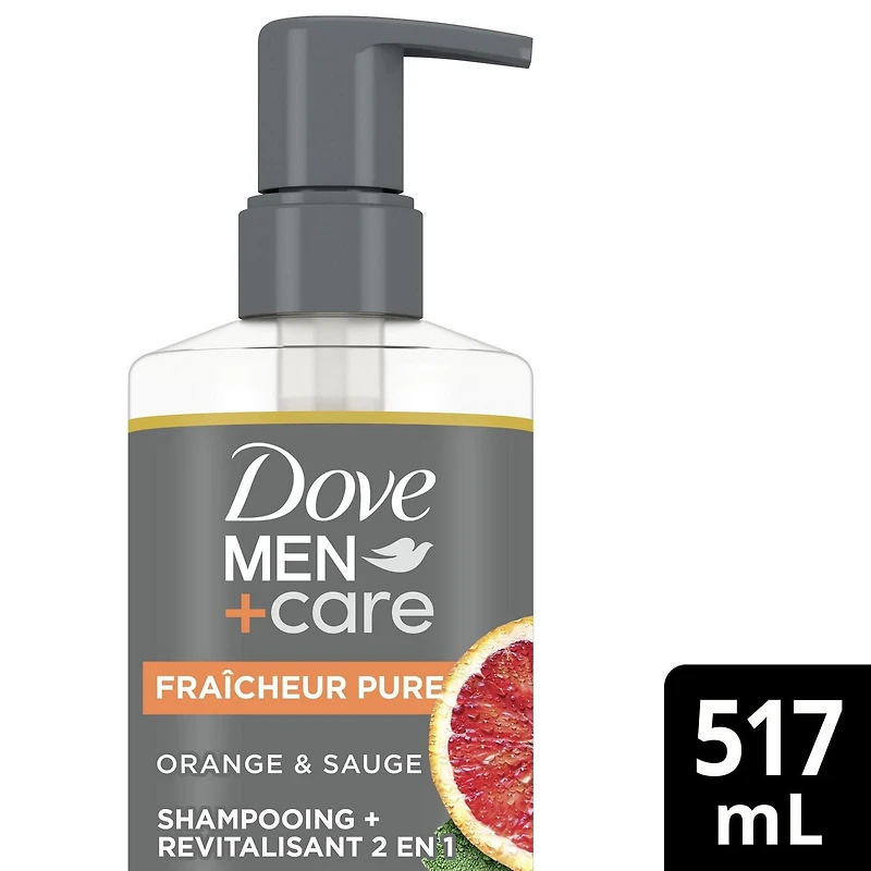 Dove Men+Care 2-in-1 Shampoo + Conditioner Pure Fresh Orange & Sage, 517 ml