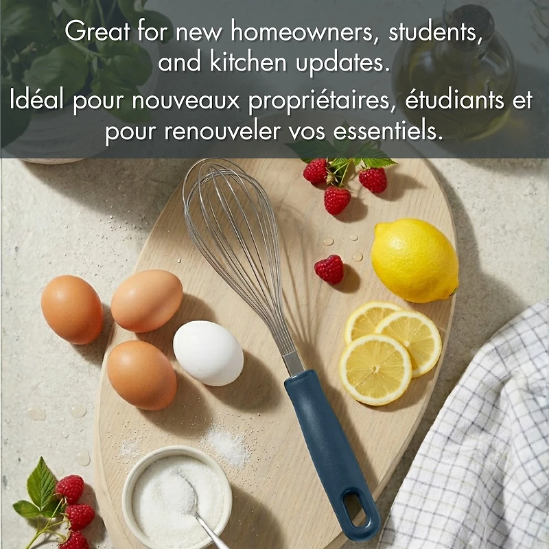Mainstays 29cm Stainless Steel Balloon Whisk, 14-Wire Kitchen Tool, Navy