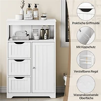 FullFurnique Wooden Freestanding Storage Bathroom Floor Cabinet w/ Drawers, White
