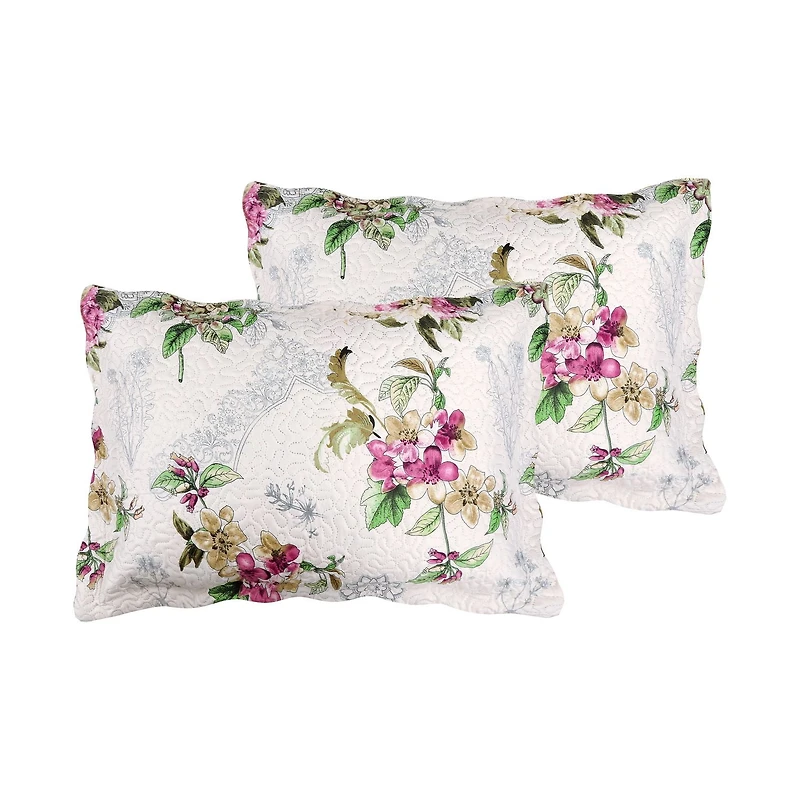 Marina Decoration Rich Printed Embossed Pinsonic Coverlet Bedset Ultra Soft Bedding Summer Quilt Set with Shams, Violet Floral Mandala Pattern