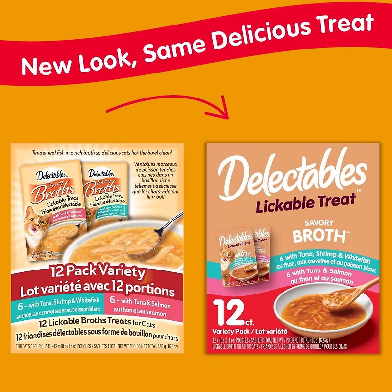Delectables Lickable Treat Broth Variety 12 Pack for Cats