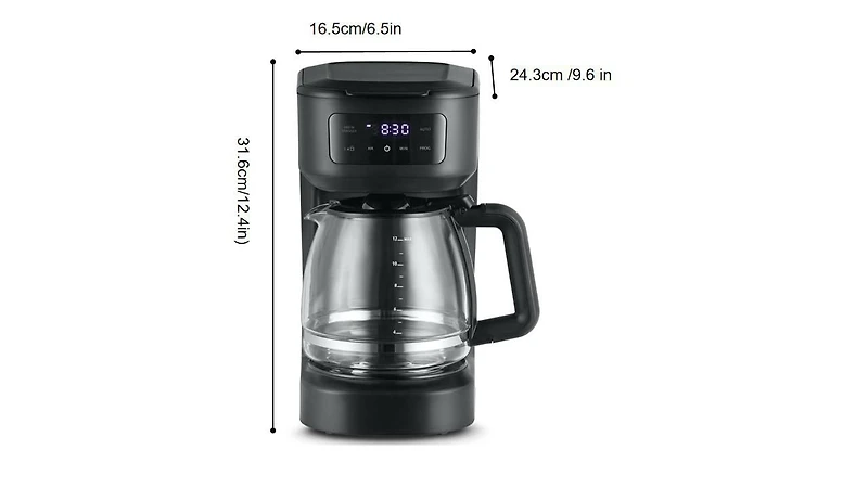 Cafetière programmable 12 tasses Mainstays avec écran tactile, noire