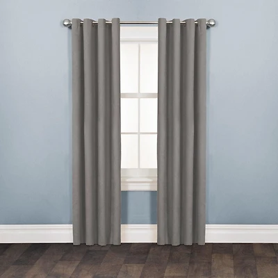 Mainstays Faux Suede 84" Drapery Grommet Window Curtains Panel, Charcoal