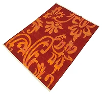 ECARPETGALLERY 5'4" x 7'6" Flat-weaves & Kilims Sari Silk Hand Made Area Rug for Living Room, Dining Room and Bedroom in Red