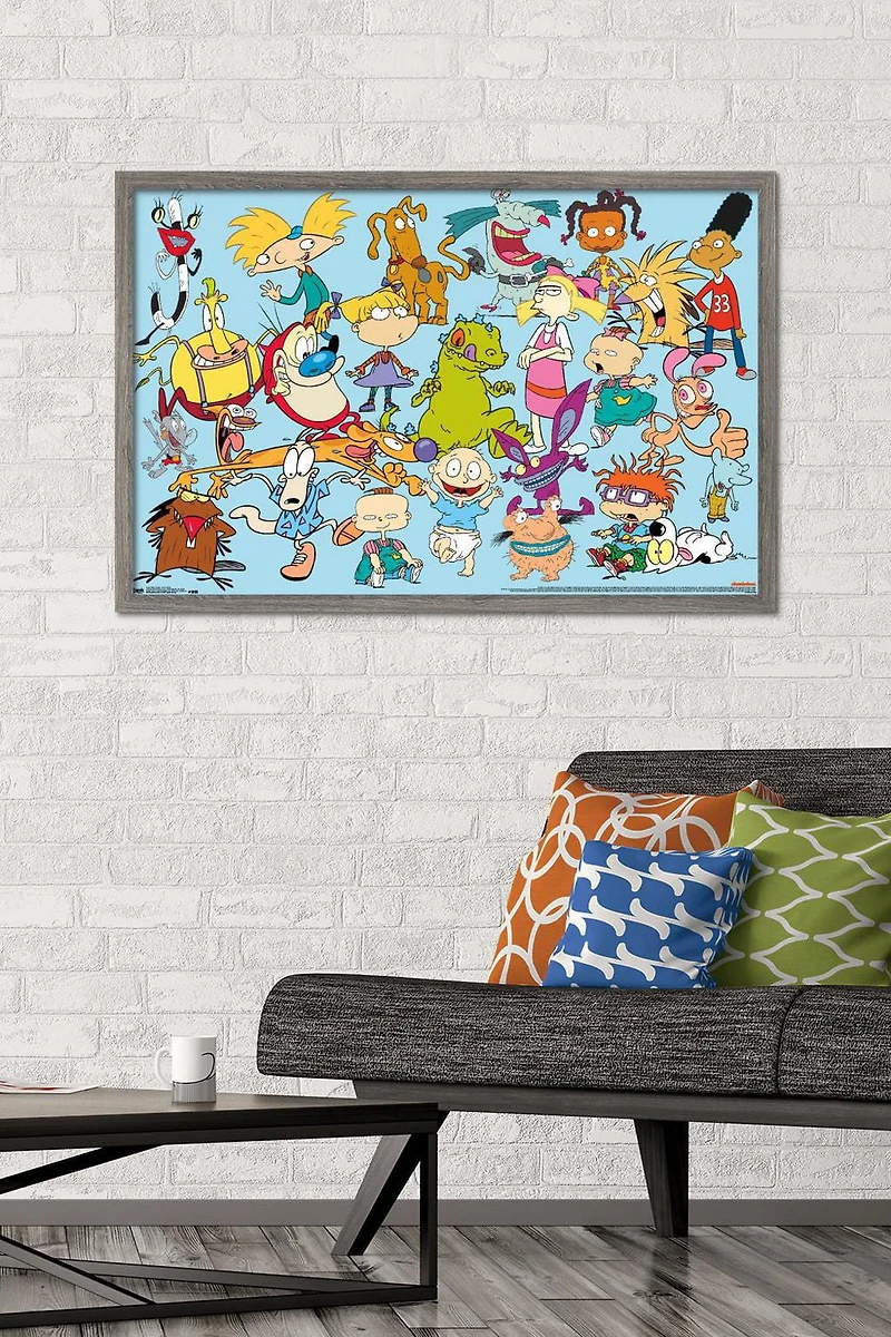 Nickelodeon Characters Wall Poster, 14.725" x 22.375" Framed