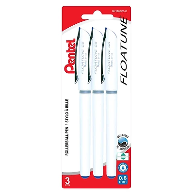 Pentel Floatune Stylo à Bille 0,8mm Encre Bleue paquet de 3