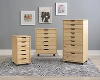 Craydon Six-Drawer Rolling Storage Cart, Natural