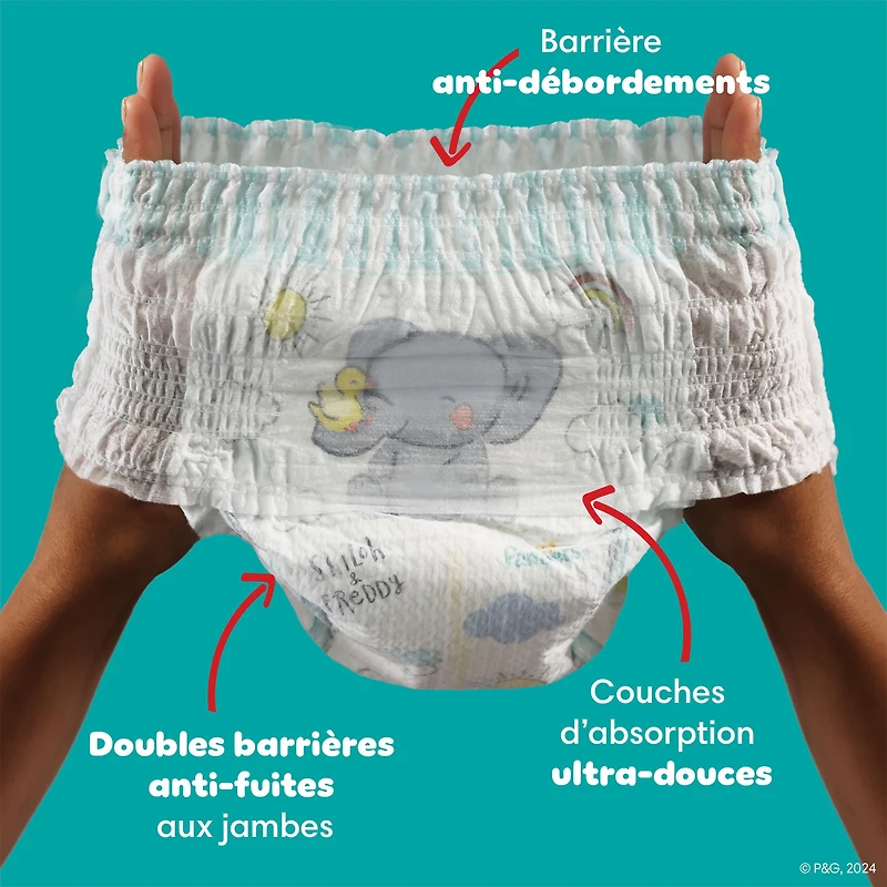 Pampers Couches - Swaddlers 360° - Taille 4, jusqu'à 100 % Anti-Fuites, Coupe Confortable et Sèche, Languettes Faciles à Enlever pour un Change Facile, Couche à Enfiler