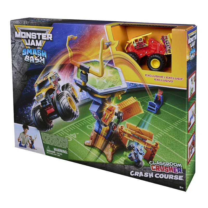 Monster Jam Smash & Bash Crash Course Playset, 16" Tower with 1:64 Monster Truck for Kids Ages 3 and up