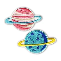 LA VOGUE Planet Embroidered Iron-On Patches, 2 pieces - ~11.43 × 8.89 cm (4.5 × 3.5 in), 2Pcs