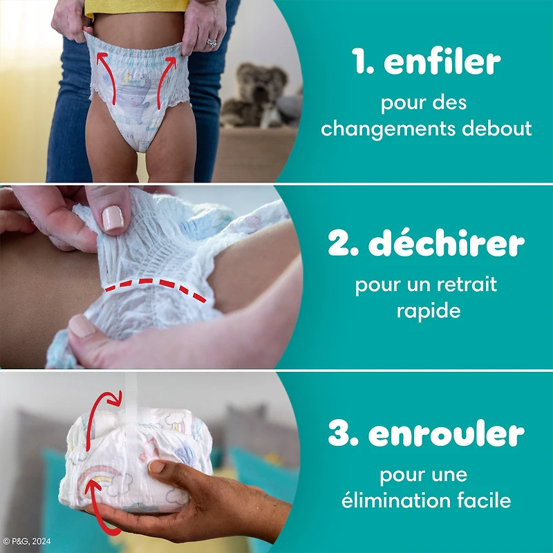 Pampers Couches - Swaddlers 360° - Taille 4, jusqu'à 100 % Anti-Fuites, Coupe Confortable et Sèche, Languettes Faciles à Enlever pour un Change Facile, Couche à Enfiler