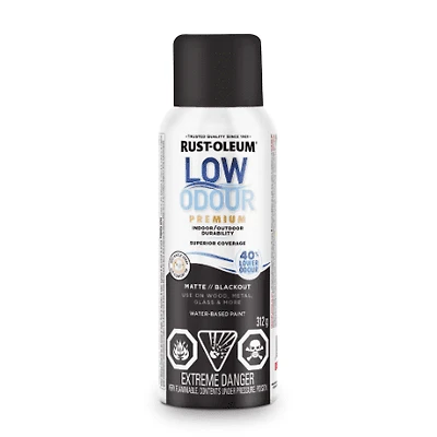 Peinture en spray intérieure/extérieure à faible odeur Rust-Oleum en noir mat, 312 g