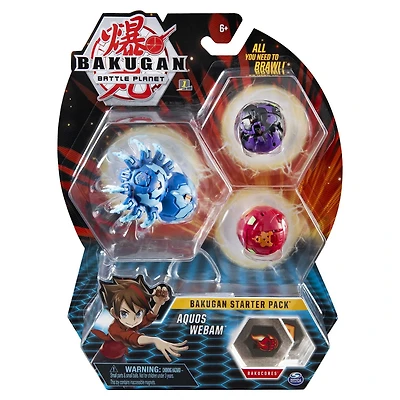Bakugan Starter Pack 3-Pack, Aquos Webam, Collectible Action Figures, for Ages 6 and Up